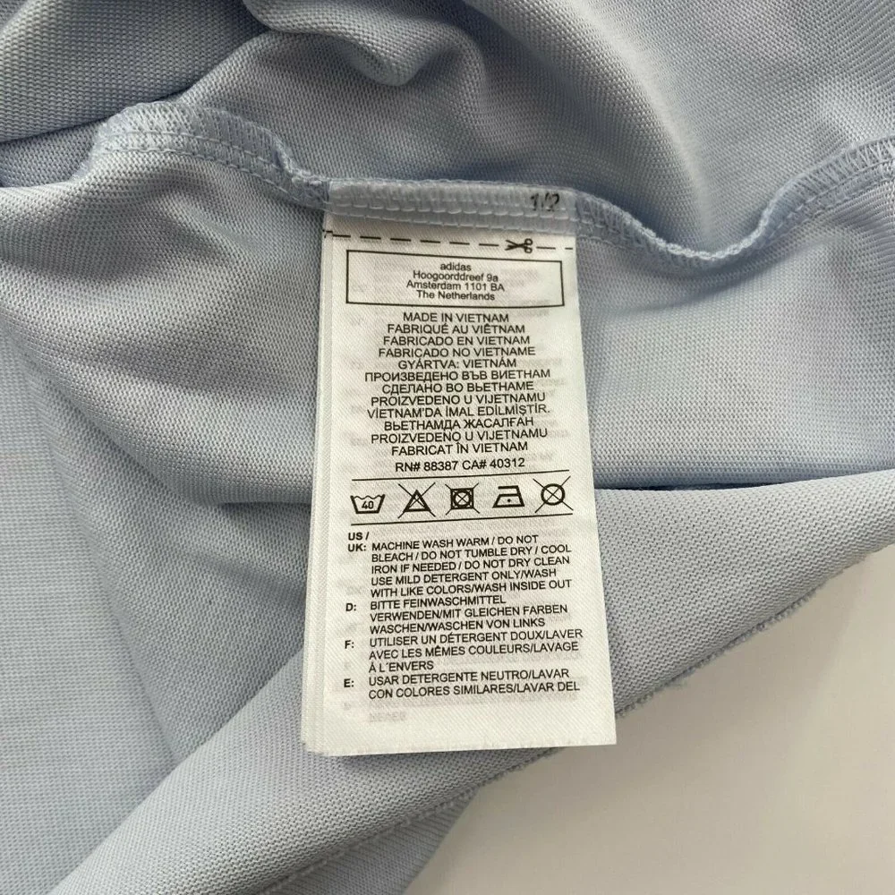 Adidas Long Sleeve Jersey Hooded Sweatshirt T-Shirt Halo Blue/White GV0246 Sz S - Picture 6 of 6